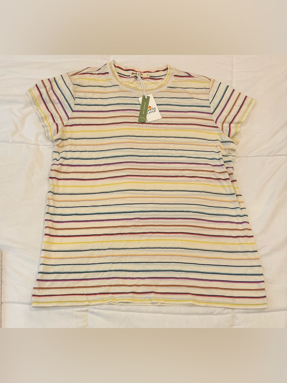 NWT Marine Layer Striped Crewneck Tee Short Sleeve Shirt Multi-Color Size Small